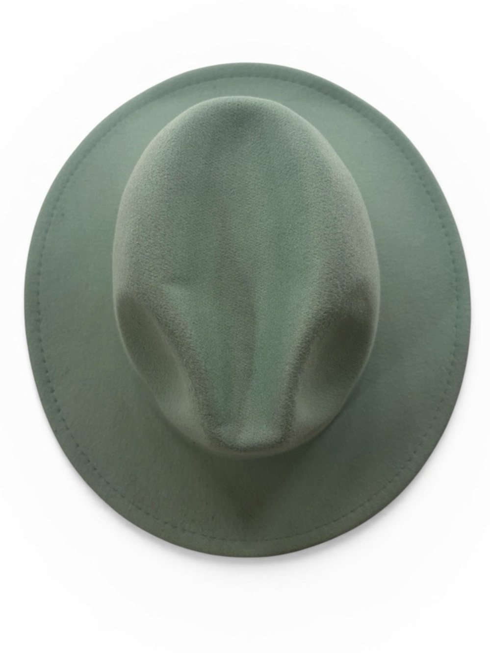 Mint Green Wide-Brimmed Felt Fedora, Mountain Hat, Stage Felt Top Hat,Panama - Picture 7 of 7